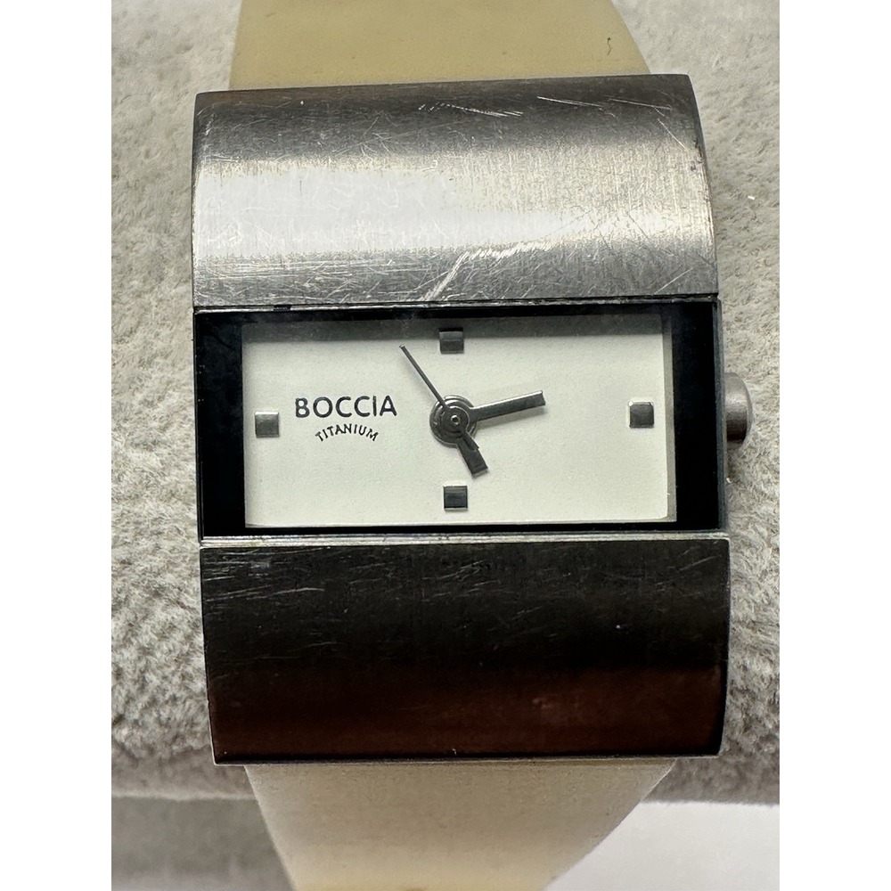 Boccia Titanium Ladies Tank Watch New Battery 22MM 7.5" Silicone Band‎ L5
